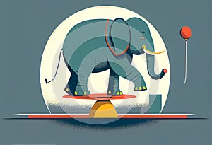 the elephant in the circus performs a trick.