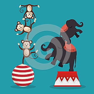 Elephant circus show icons