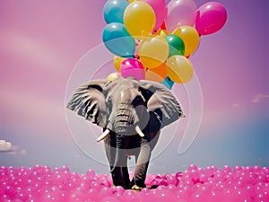 Elephant with color baloons