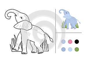 Elephant for coloring book. Line art design for kids coloring page.