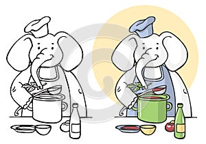 Elephant cook illustration