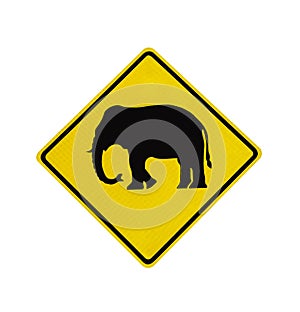 Elephant crossing road sign isolated