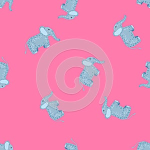 Elephant cute seamless pattern. Background with kids toy