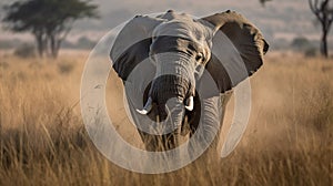 Elephant in the dawn of Amboseli National Park.