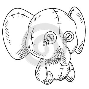 elephant doll vector black and white