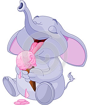 Elephant eating ice cream