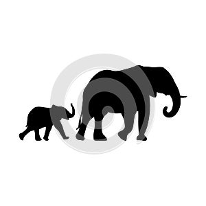 Elephant family split frame monogram EPS vector