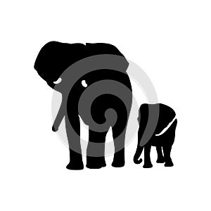 Elephant family split frame monogram EPS vector