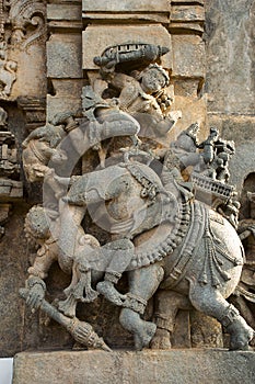 Elephant fight. Ranganayaki Andal temple, Channakeshava temple