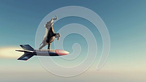 Elephant flying with a rocket missle