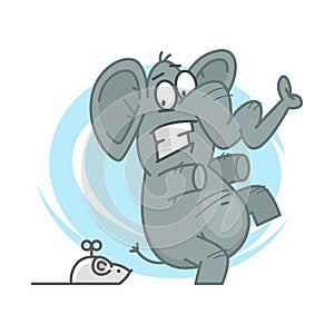 Elephant frightened of mechanical mouse