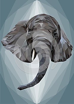 Low poly Elephant blue wallpaper