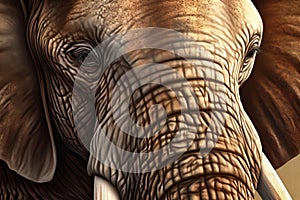 Elephant head closeup. Generate AI