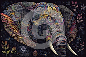 elephant head Fokus in camera ethnic painting