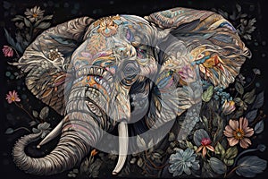 elephant head Fokus in camera ethnic painting