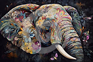 elephant head Fokus in camera ethnic painting