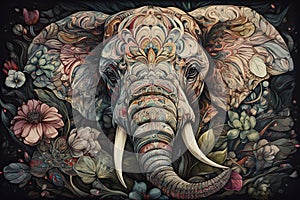 elephant head Fokus in camera ethnic painting