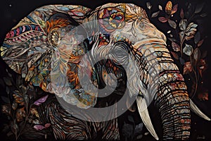 elephant head Fokus in camera ethnic painting