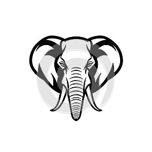 Elephant Head Icon, Minimal African Animal Silhouette, Elephant Portrait