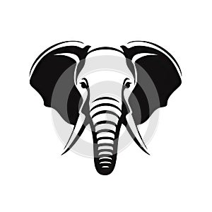 Elephant Head Icon, Minimal African Animal Silhouette, Elephant Portrait