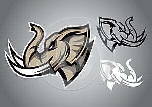 Elephant head linethai emblem logo vector