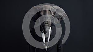 Elephant-headed Man: A Dark And Political Minimalist Portrait photo