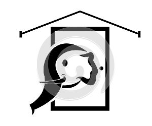 Elephant house vector logo design