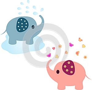 Elephant Illustrations, Pink Elephant, Blue Elephant