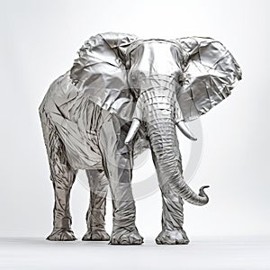 Elephant With Shiny Bumpy Texture On White Background Image