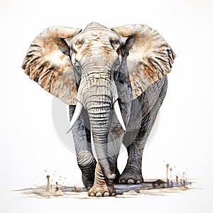 Elephant With Shiny Bumpy Texture On White Background Image