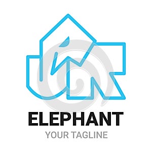Elephant J, R Junior alphabets shape logo, icon, symbol or emblem template. Abstract linear style design vector. Animal Logotype