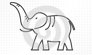 Elephant with line art style for your logo or label design. Vector illustration.