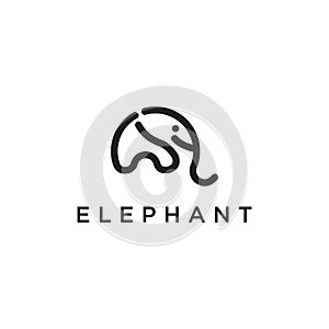 Elephant line logo vector icon design template