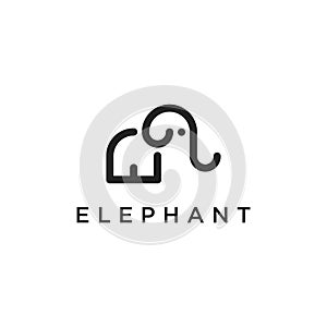 Elephant line logo vector icon design template