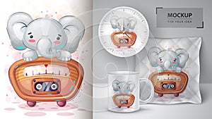 Elephant listen music poster and merchandising.