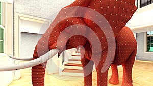 Elephant in the living room 3d rendering