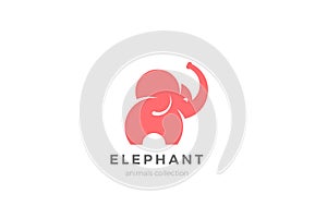 Elephant Logo abstract silhouette design vector template. Mammoth Logotype concept icon