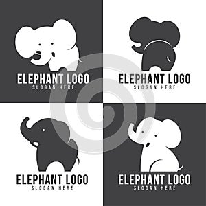 Elephant logo - cute elephant 4 style and gray and white tone