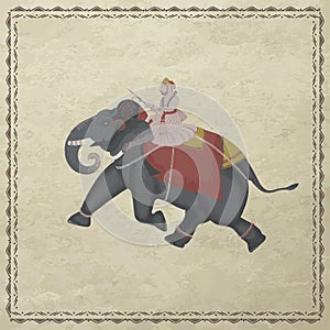 Elephant and Mahout, Provincial Mughal 18th century. A Mahout riding an Elephant.