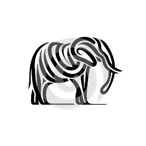 Elephant Majestic Stylized Tribal Design White Background with copy space (AI-generated) photo