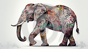 Elephant with mandala ornament. Asian elephant coloring book animal