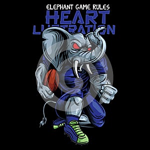 Elephant Mascot American Football With Text Illustration