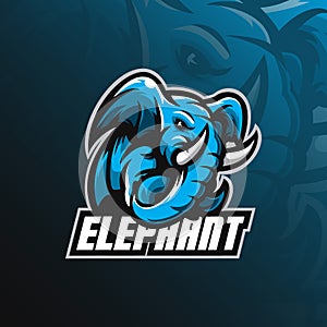 Elephant mascot logo design vector with modern illustration concept style for badge, emblem and tshirt printing. angry elephant