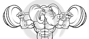 Elephant Mascot Weight Lifting Body Builder