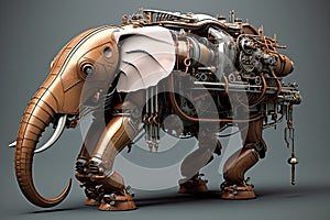 Elephant Mechanical Menagerie Series: Delightful Steampunk Animals Infused with Retro-Futuristic Marvel AI Generated Illustration