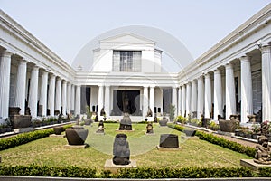 Elephant Museum courtyard contains various statues of Hindu and Buddhist relics.