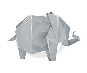 Elephant Origami Figure Vector Illustration. Art of Paper Folding Concept