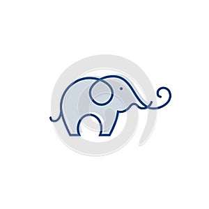 Elephant outline logo, simple vector illustration of the elephant. Elegant one line lucky elephant for children ur business usage.