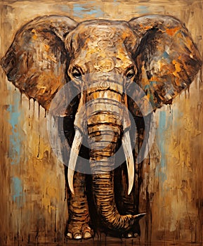 Elephant painting on abstract background.