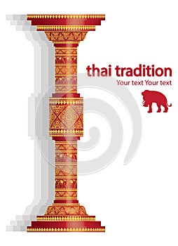 Elephant pattern background on pillar vector